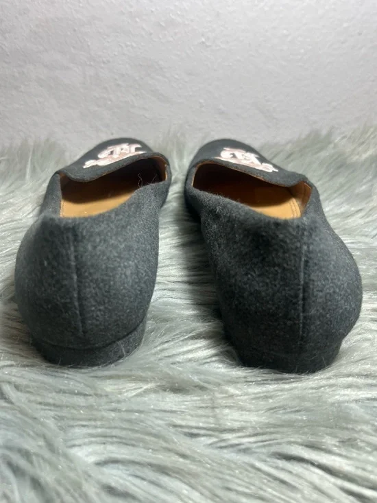 Tory Burch Antonia Smoking Loafer Wool Felt Gray Size 8.5 - Picture 7 of 11